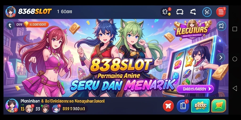 Screenshot gameplay <strong>8368SLOT</strong> menampilkan karakter anime yang memikat.