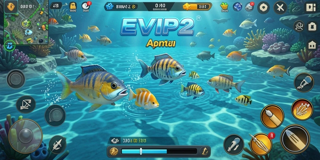 Gameplay seru dengan menembak ikan di EVIP2.