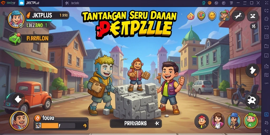 Screenshot menampilkan gameplay seru dari JKTPLUS dengan tantangan puzzle.