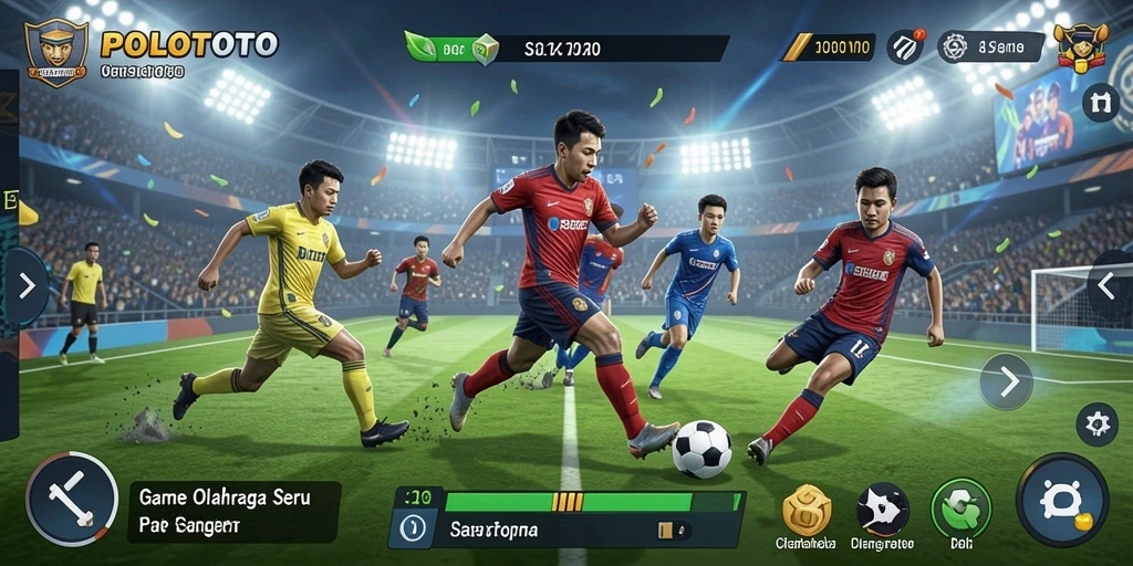 Screenshot gameplay POLOTOTO menampilkan momen mendebarkan di lapangan.