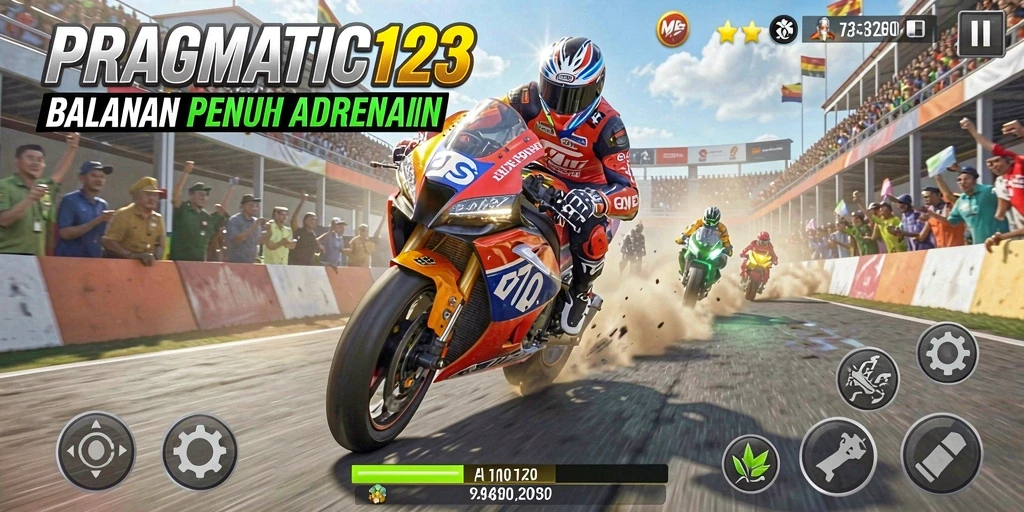 Tampilan gameplay seru dalam balapan motor PRAGMATIC123.