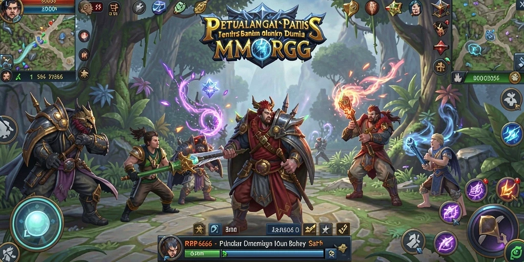 Screenshot utama RR666 yang menampilkan aksi gameplay MMORPG yang intens.