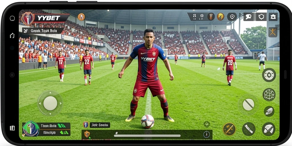 Tampilan gameplay YYBET yang memukau dengan aksi sepak bola yang intens.